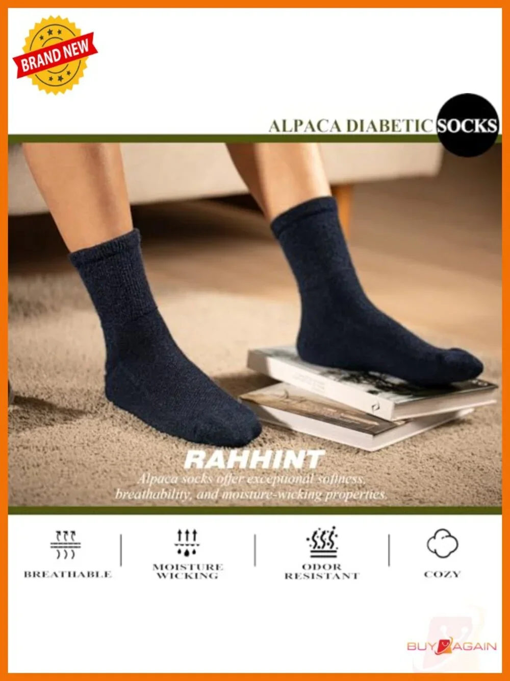 Alpaca Wool Diabetic Socks for Men Women Non Binding Wide Loose Fit Thick Warm
